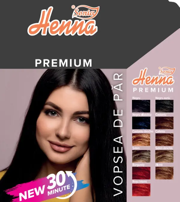 Henna premium negru auriu 60 g – Henna Sonia