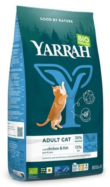 Hrana uscata bio pentru pisici cu pui si peste, 800g Yarrah