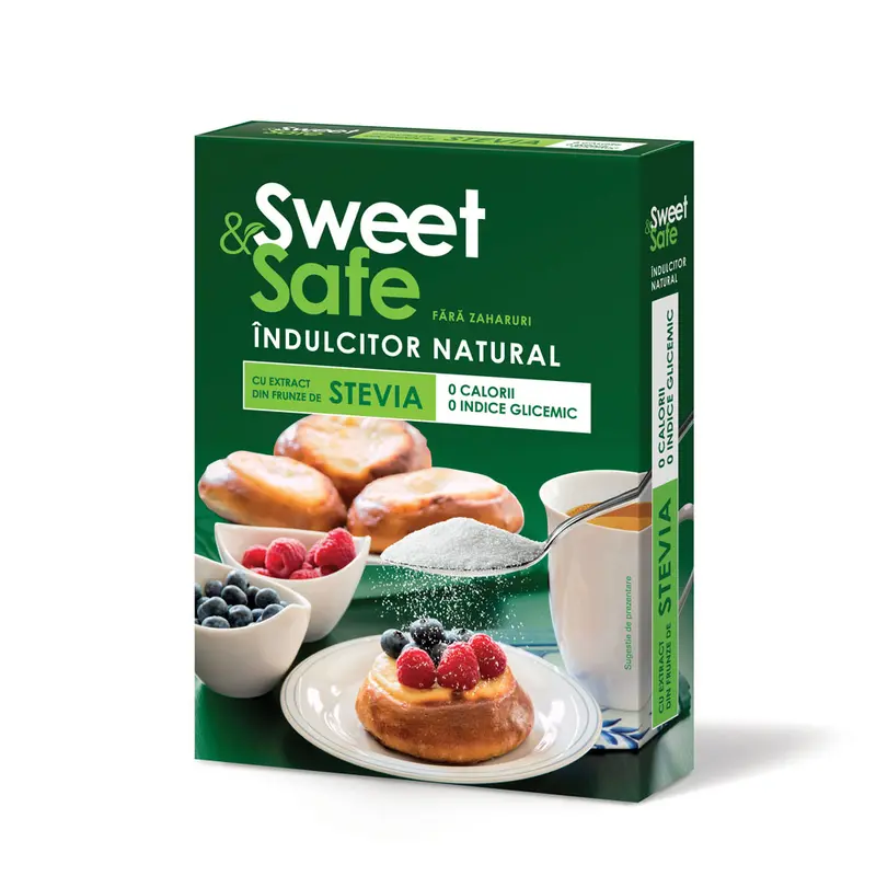 Indulcitor natural Sweet&Safe cu stevie 350 g – Sly Nutritia