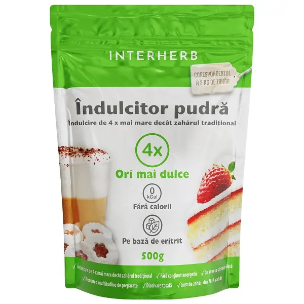 Îndulcitor pudră 500 g – Interherb - Fără calorii