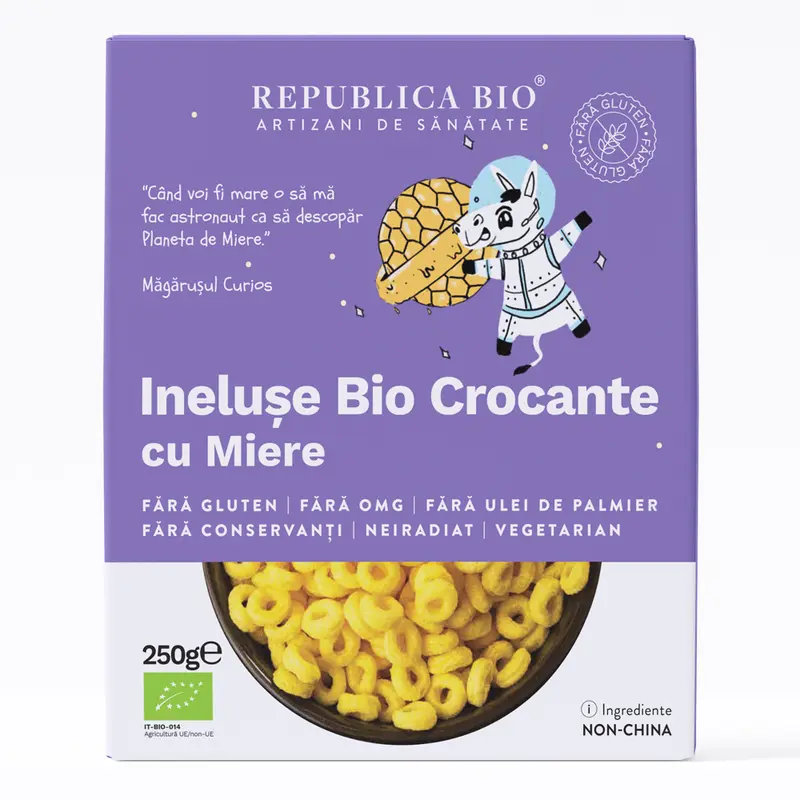 Ineluse Bio crocante cu miere, ecologic, FARA GLUTEN, Republica BIO, 250 g