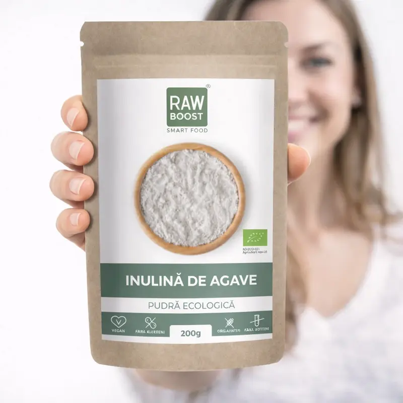 Inulină din Agave Pudră ECO - Îndulcitor Natural, 200g | Rawboost