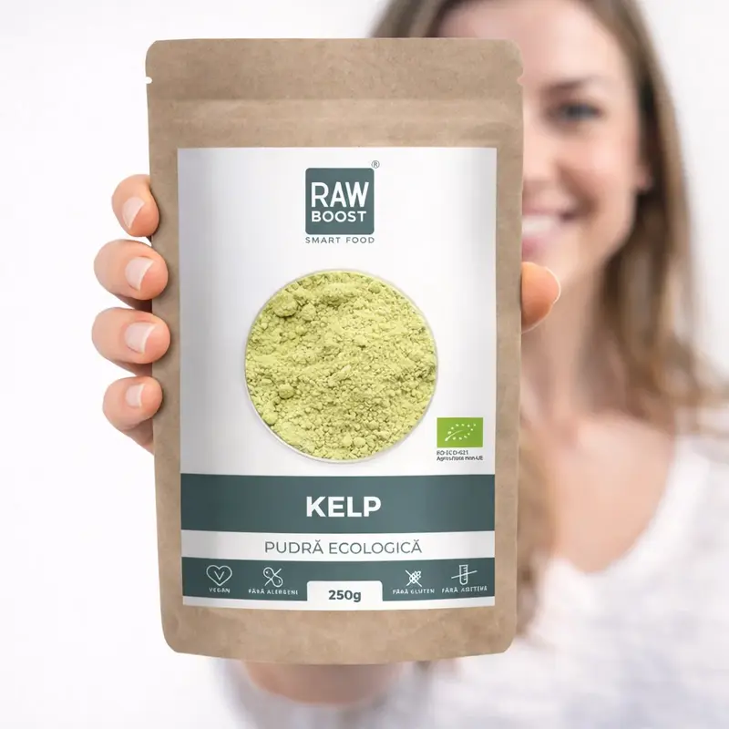 Kelp Pudră ECO - Mineralizant, Alcalinizant, 250g | Rawboost