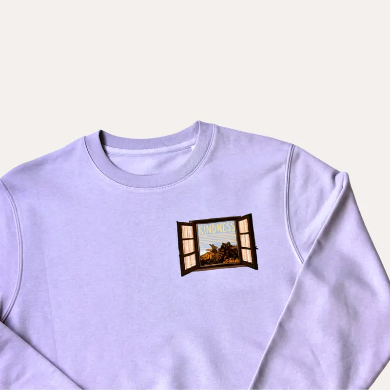 kindness sweatshirt, lavanda, medium fit
