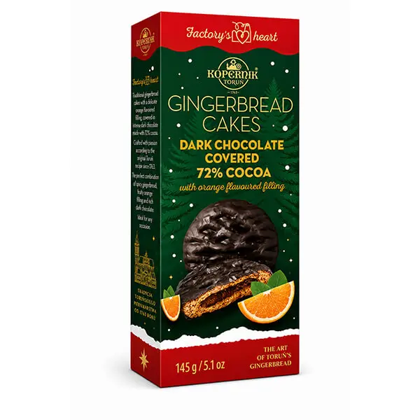 Kopernik turtă dulce cu ciocolată neagră și portocală 145g - Ediție de Crăciun
