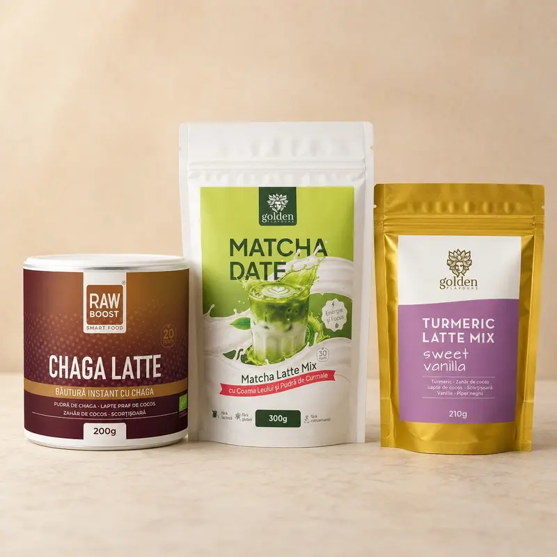 Latte Experience Pack – Matcha Latte, Turmeric Latte și Chaga Latte