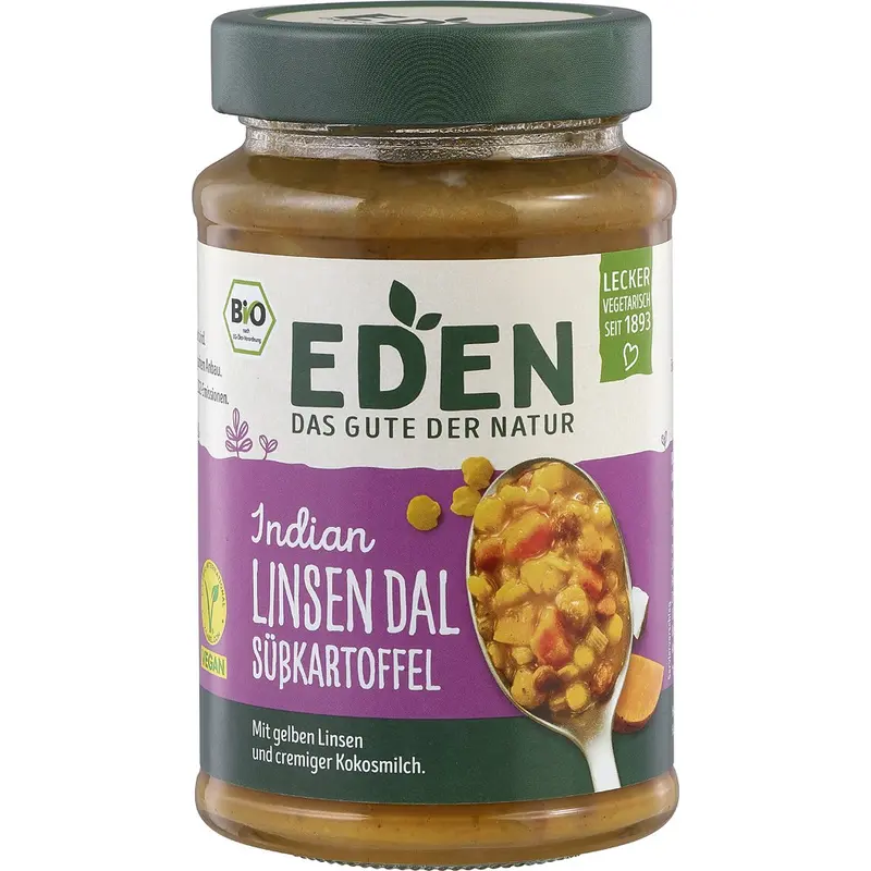 Linte bio Dal in stil Indian cu cartof dulce, 400g | Eden