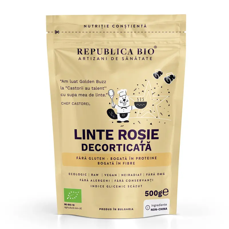 Linte rosie Bio decorticata FARA GLUTEN Republica BIO, 500g