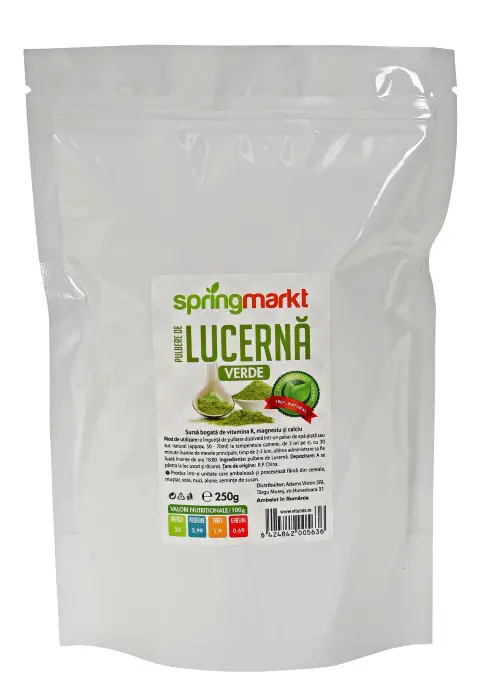 Lucernă verde pulbere 250 g – Springmarkt - Ușor de amestecat