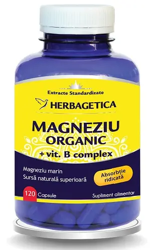 Magneziu organic 120 capsule – Herbagetica - Energie zilnică