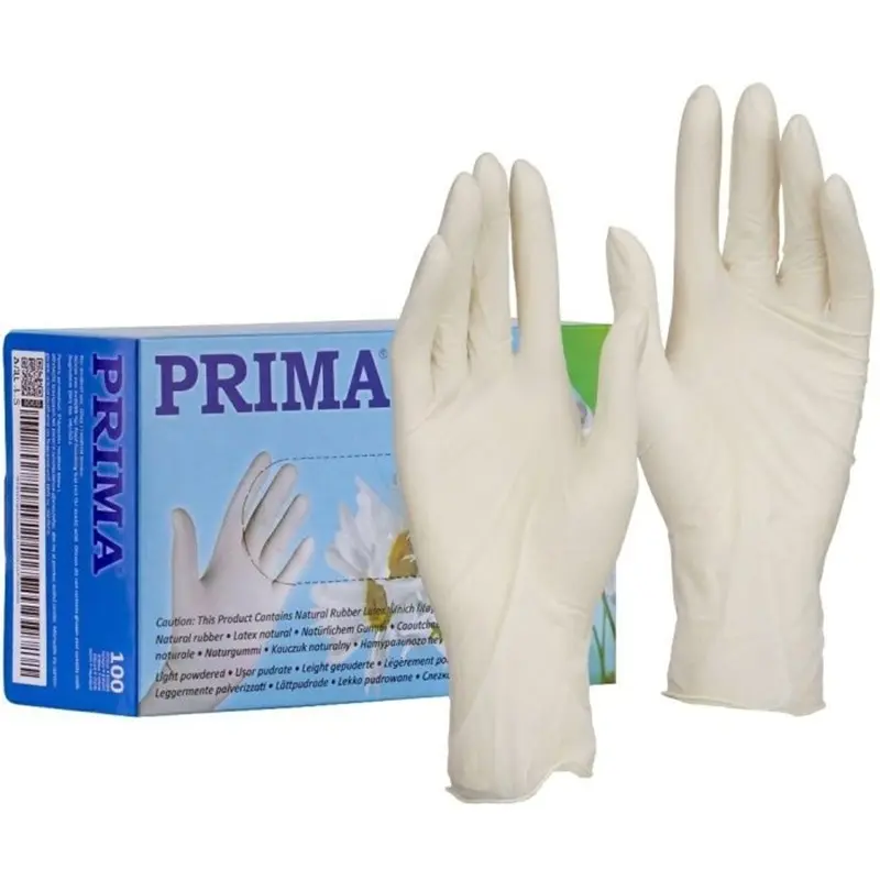 Mănuși latex ușor pudrate mărimea L albe 100 buc – Vetro Design