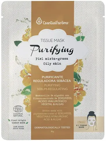 Masca tip servetel pentru fata purifianta si sebo regulatoare, Purifying 20g Esentialaroms