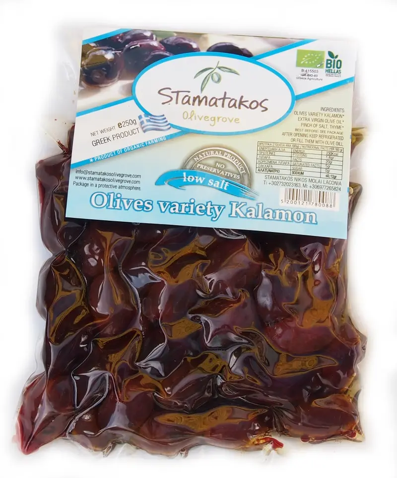 MASLINE KALAMATA VIDATE CU CONTINUT REDUS DE SARE BIO 250G
