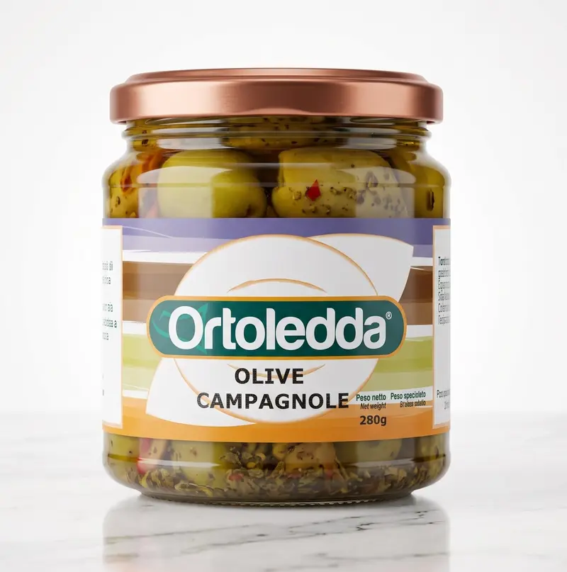 Masline Verzi Siciliene Ortoledda, 280 gr, Zdrobite, in ulei