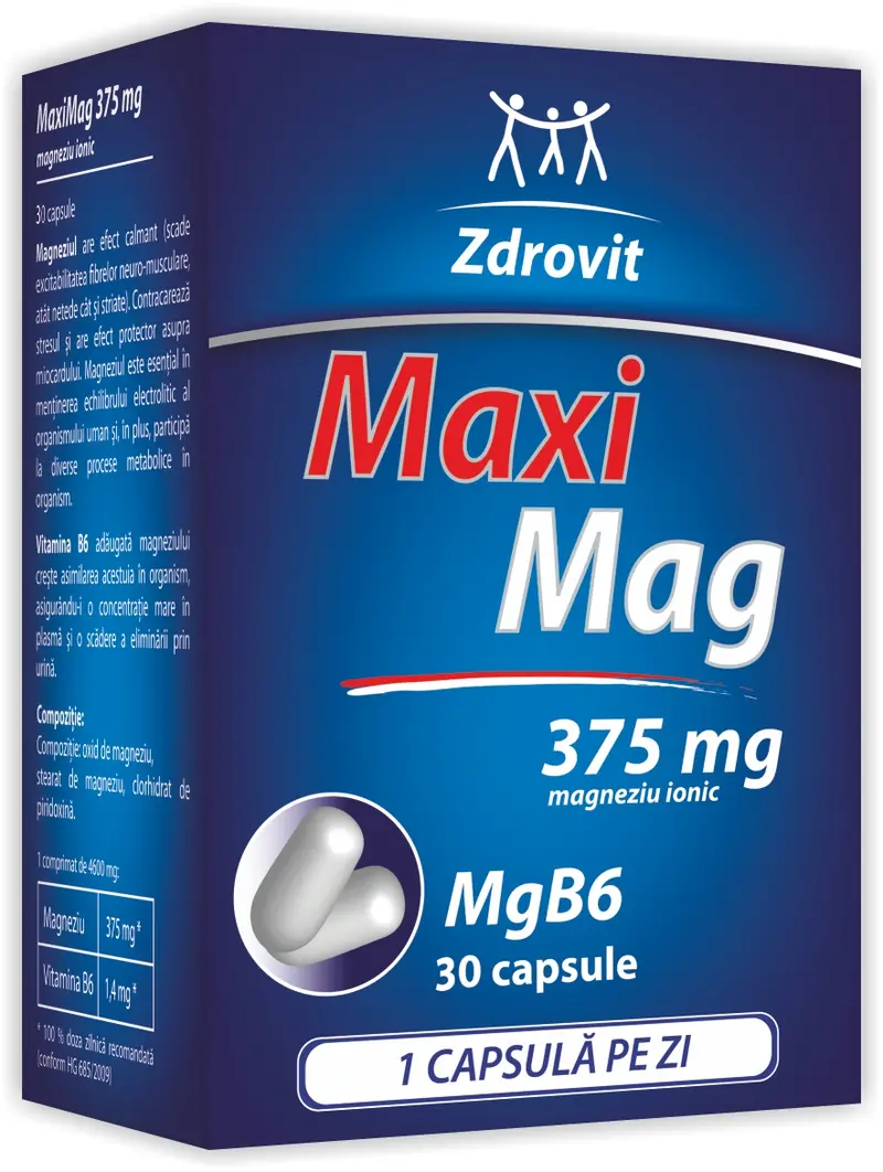Maximag 375 mg 30 capsule – Zdrovit - Mai puțină oboseală