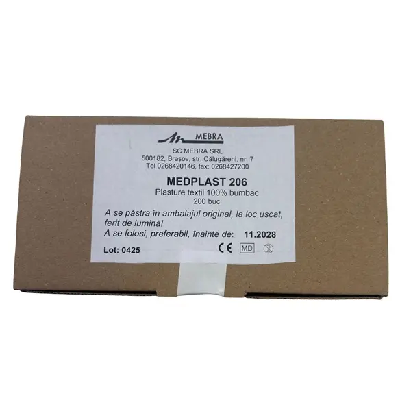 Medplast 206 plasture textil 2 cm x 6 cm 200 buc/cutie – Mebra