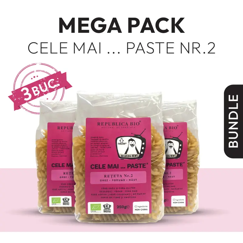 Mega Pack Cele mai…PASTE Reteta 2 Orez Porumb Naut, fara gluten, ecologic, Republica BIO, Pachet Promotional