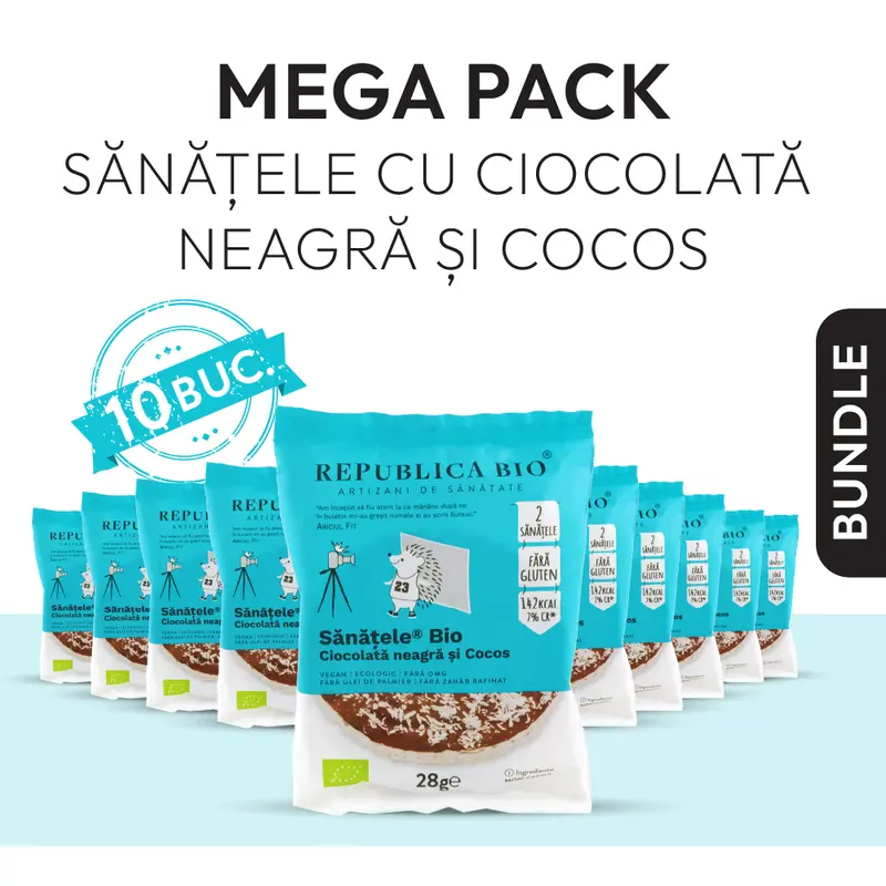 Mega Pack SANATELE BIO Ciocolata neagra si Cocos, ecologic, fara gluten, Pachet Promotional