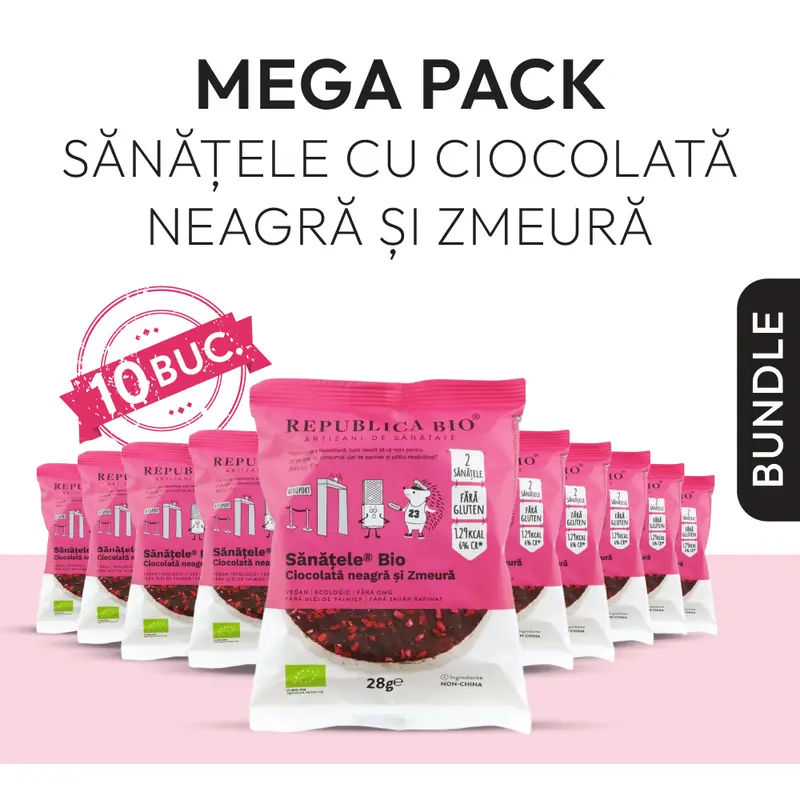 Mega Pack SANATELE BIO Ciocolata neagra si Zmeura, ecologic, fara gluten, Pachet Promotional