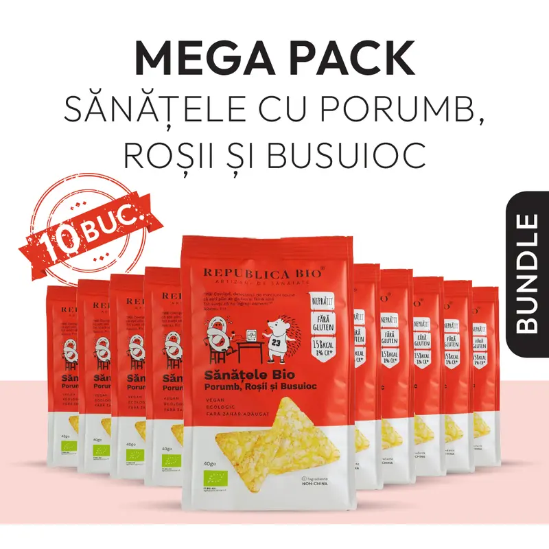 Mega Pack SANATELE BIO Porumb, Rosii si Busuioc, ecologic, fara gluten, Pachet Promotional