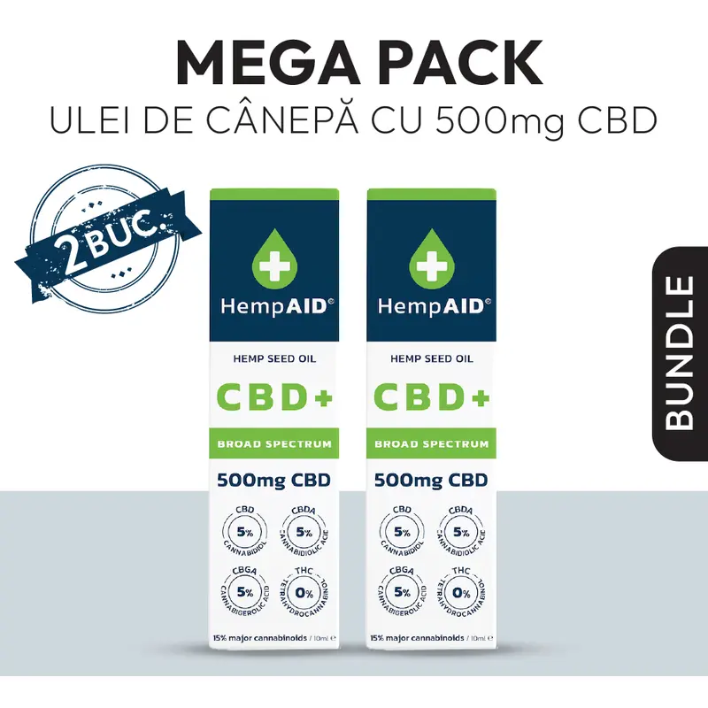 Mega Pack Ulei de canepa cu 500mg CBD HempAID, pachet promotional
