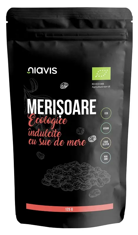 Merișoare uscate bio îndulcite cu suc de mere 125 g – Niavis