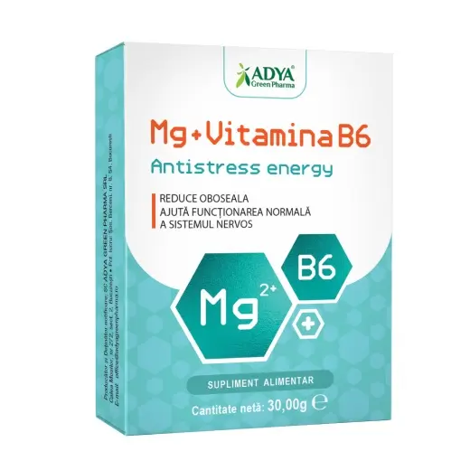 Mg + Vitamina B6 Antistress Energy 30 comprimate – Adya Green