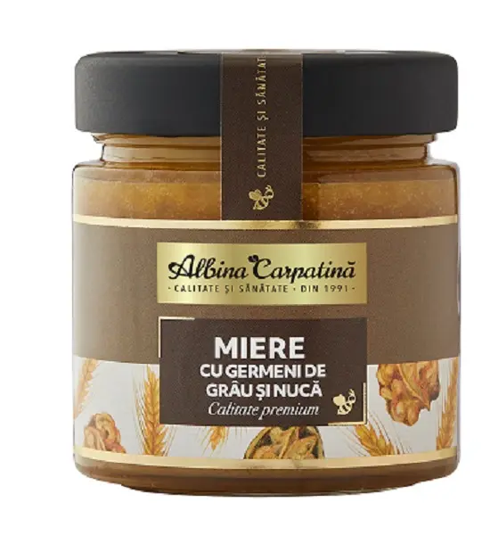 Miere cu germeni de grâu și nucă 270 g – Apicola Pastoral