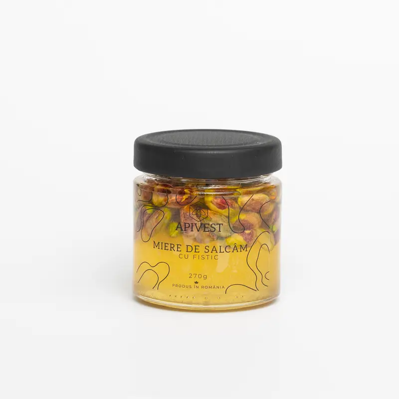Miere de Salcâm cu Fistic Apivest MIEREplus 270g – Miere Naturală cu Fistic