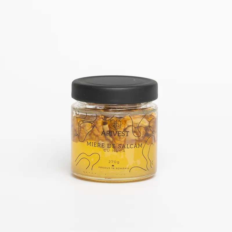 Miere de Salcâm cu Nucă Apivest MIEREplus 270g – Desert Natural cu Miere