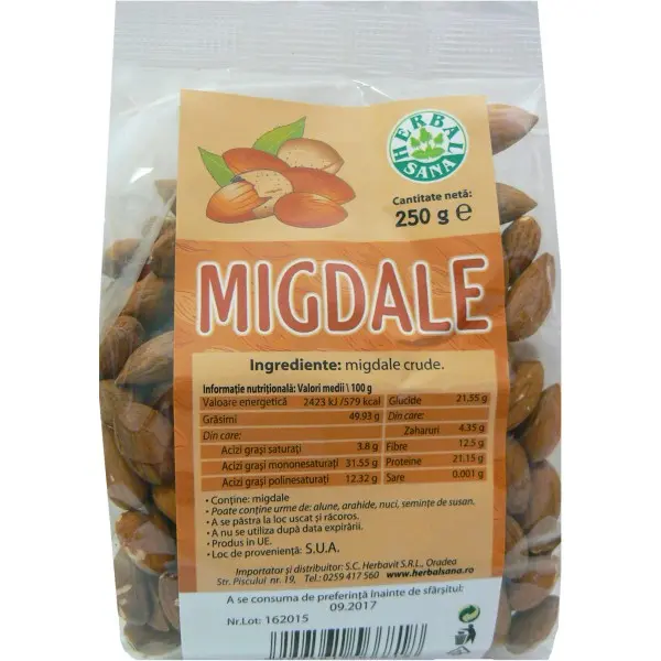 Migdale crude 250 g – Herbavit - Pentru gustare