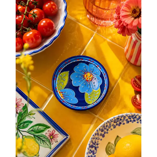 Mini tapas din ceramică artizanală spaniolă diametru Azul Oscuro 9 cm