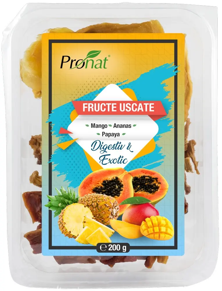 Mix de fructe uscate Digestiv si exotic 200g Pronat