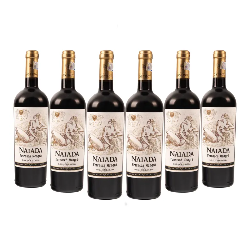 Naiada, Fetească Neagră, bax 6 sticle-0.75l, sec, roșu