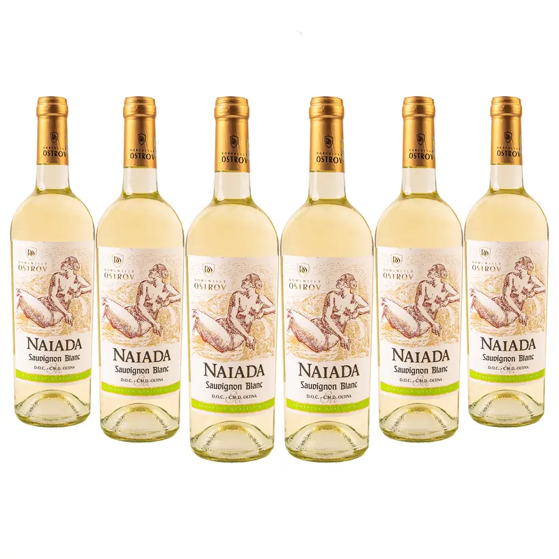 Naiada, Sauvignon Blanc, bax 6 sticle-0.75l, sec, alb, Lot nou