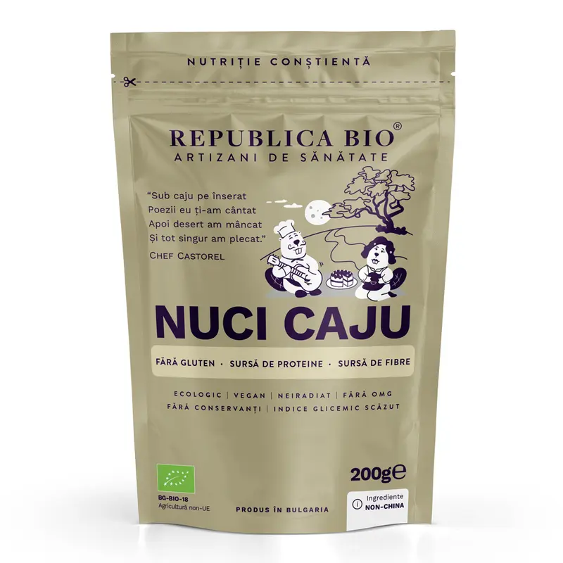 Nuci caju intregi, ecologice, FARA GLUTEN, Republica Bio, 200g