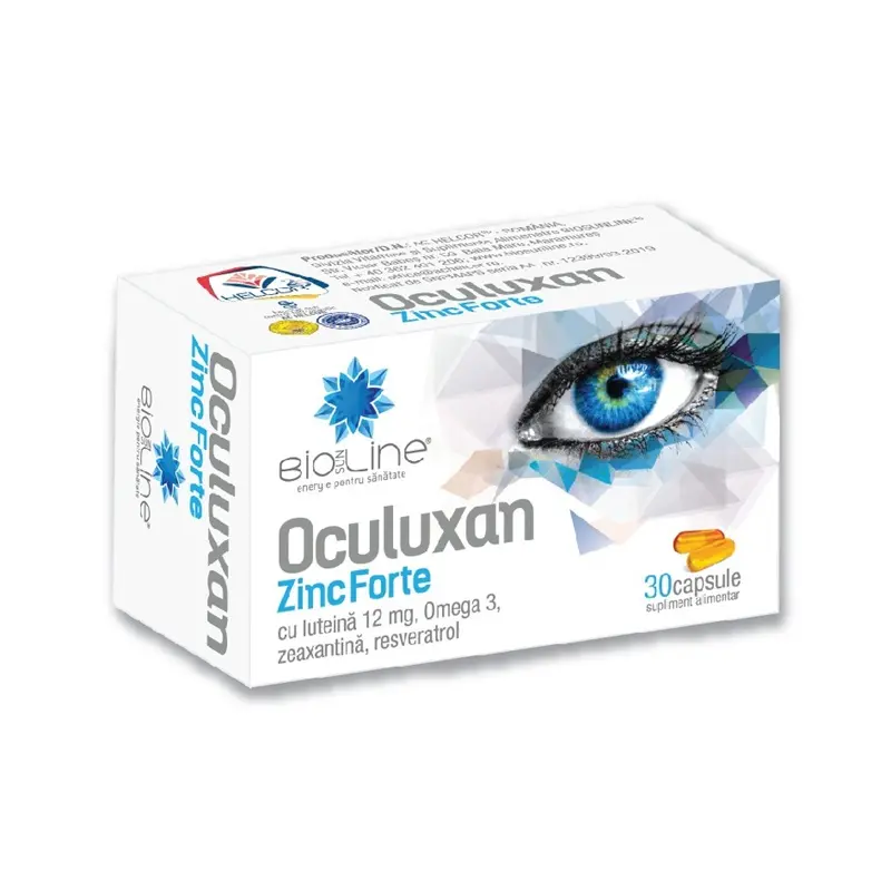 Oculuxan Zinc Forte 30 capsule – Helcor - Luteină și zeaxantină