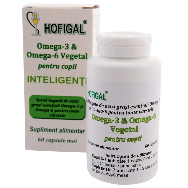 Omega 3 & Omega 6 vegetal pentru copii 60 capsule moi – Hofigal