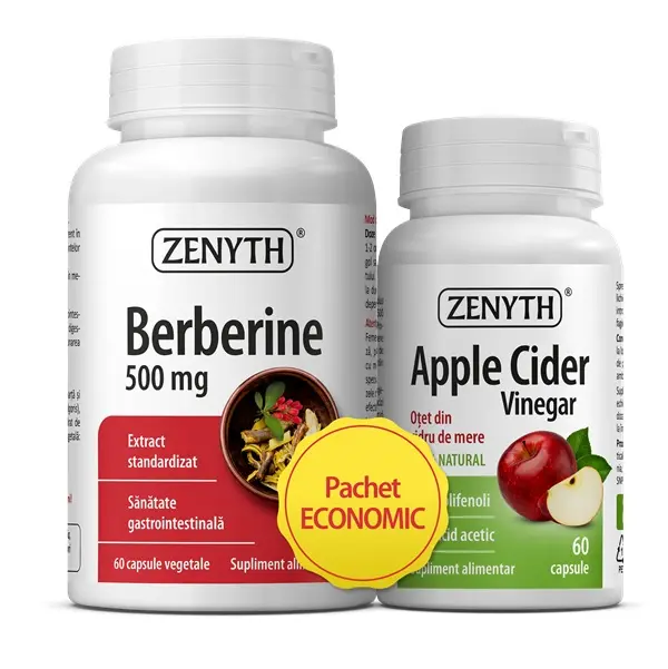Pachet Berberină 500 mg + Oțet de mere 60 + 60 capsule – Zenyth