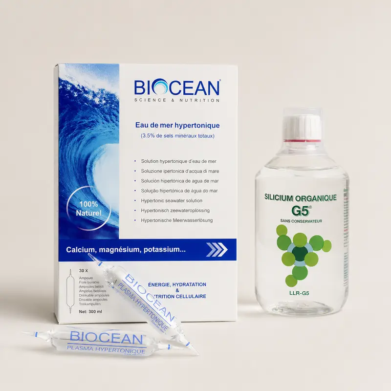 Pachet Esențial pentru Nutriție Celulară și Producție de Colagen cu Plasma Hypertonică (conform protocolului Quinton) și Siliciu Organic 500ml