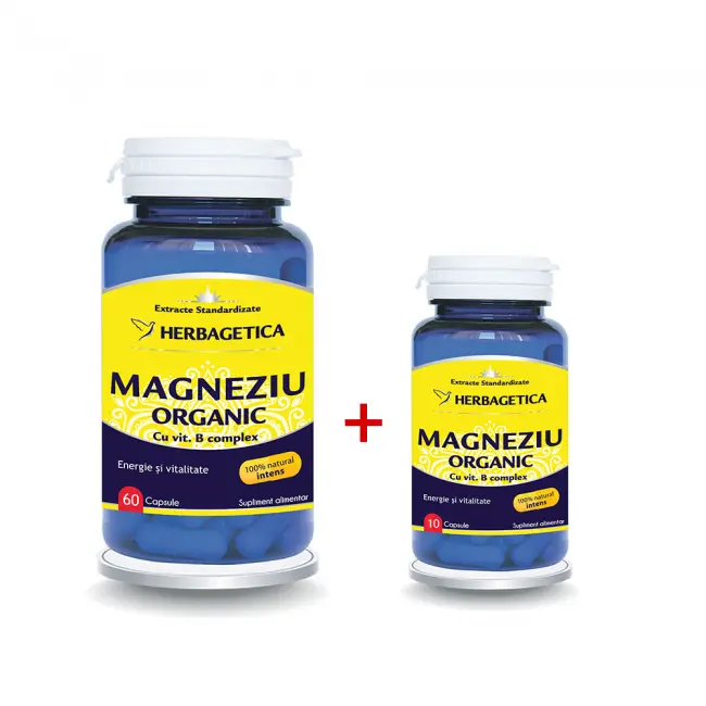 Pachet Magneziu organic 60+10cps Herbagetica