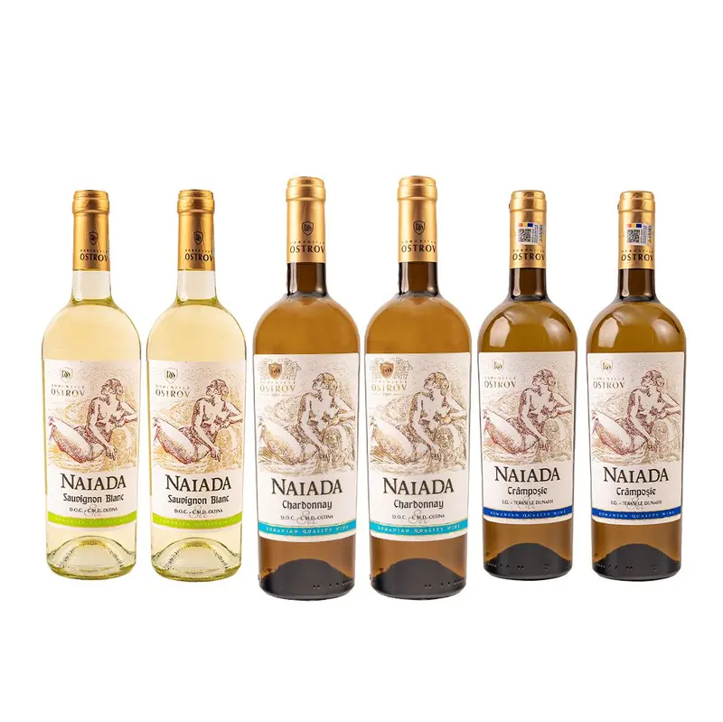 Pachet Naiada Alb – 2 sticle Sauvignon Blanc, 2 sticle Chardonnay, 2 sticle Crâmpoșie