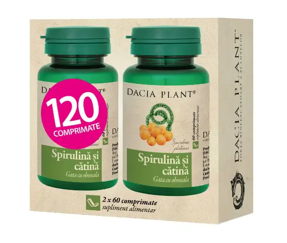 Pachet spirulina si catina 120cpr Dacia Plant