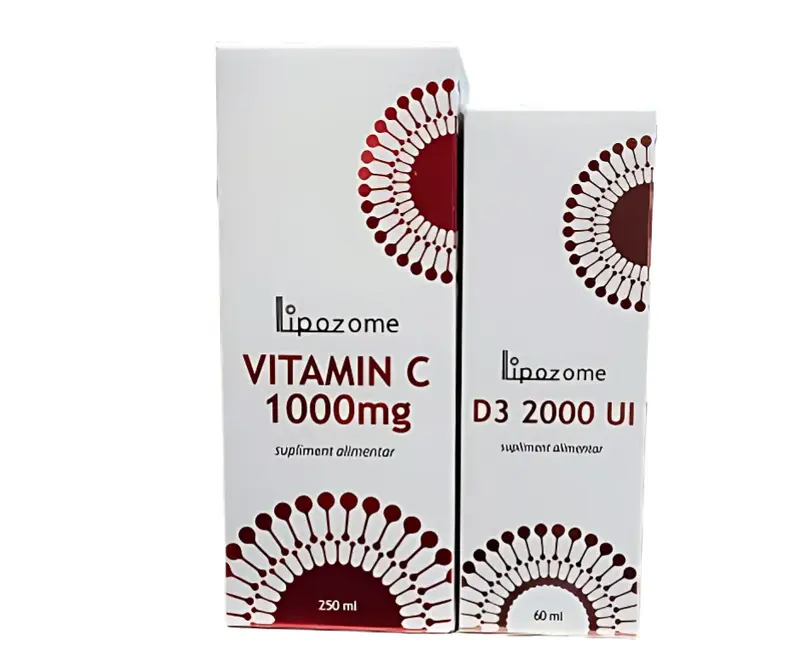 Pachet Vitamin C 1000mg 250ml + Vitamina D3 2000UI 60ml Lipozome