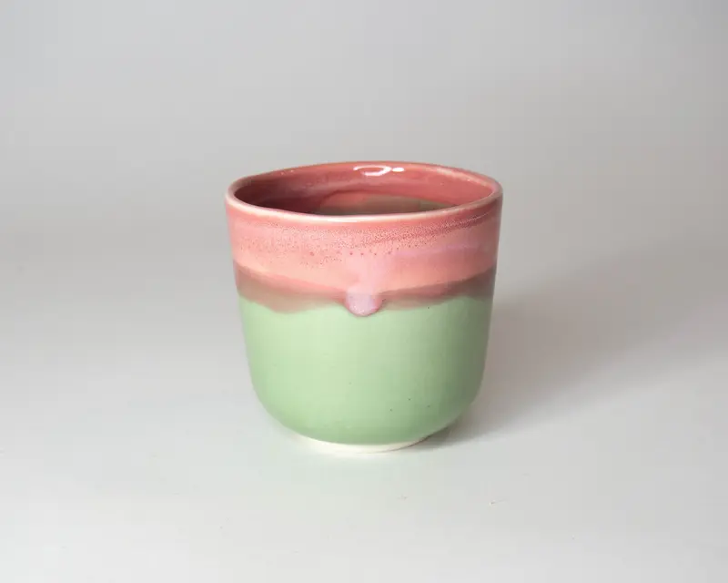 Pahar duo-glaze verde-roz