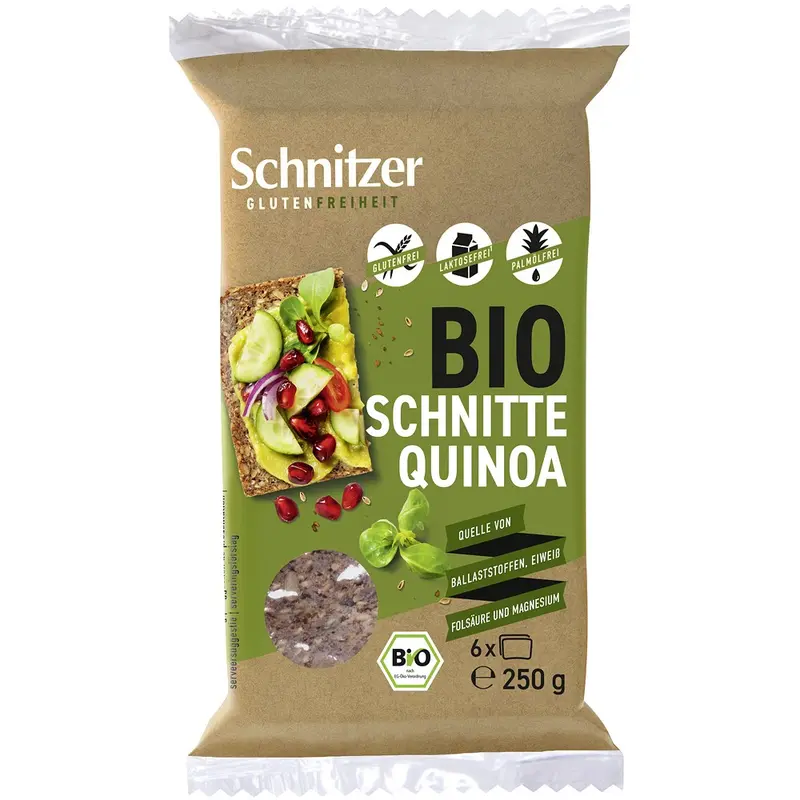 Paine bio din quinioa fara gluten 6 felii, 250g | Schnitzer