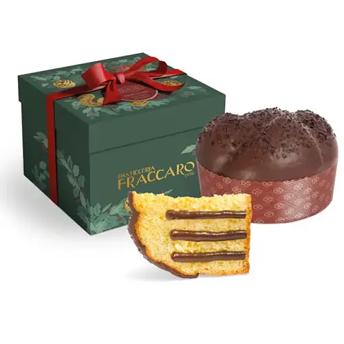 Panettone artizanal cu cremă gianduja în cutie cadou Fraccaro 750g