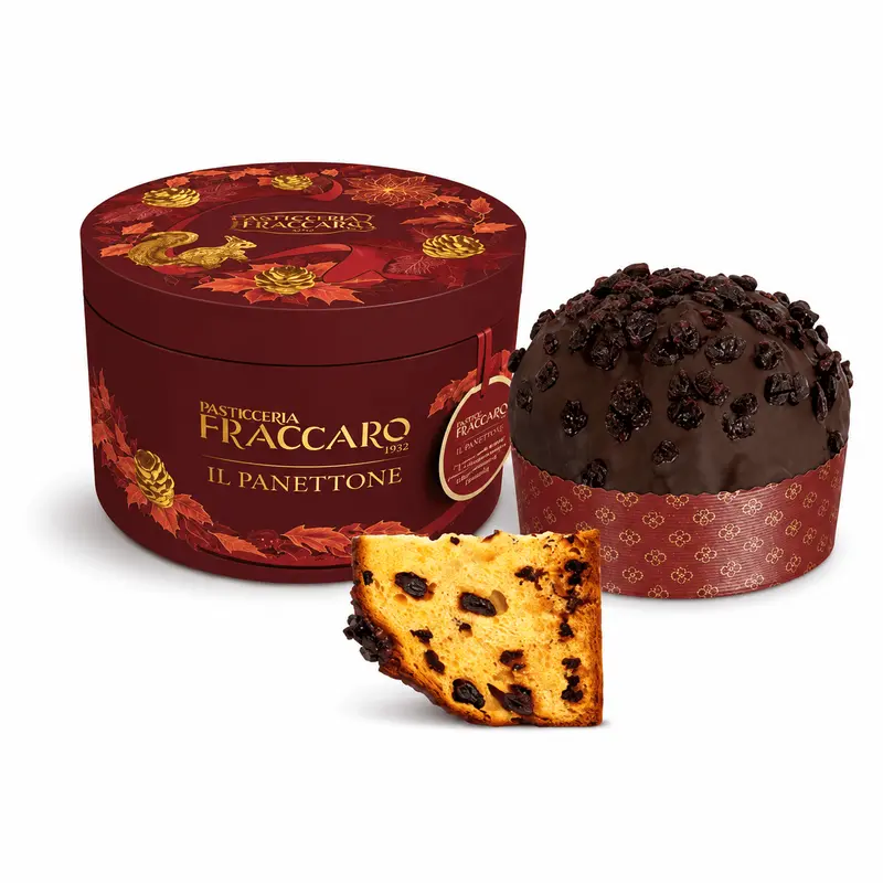 Panettone cu cireșe maraschino și ciocolată neagră Fraccaro 750g