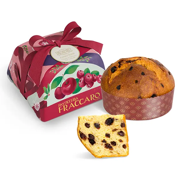 Panettone cu merișoare și cireșe negre Amarena Fraccaro 750g