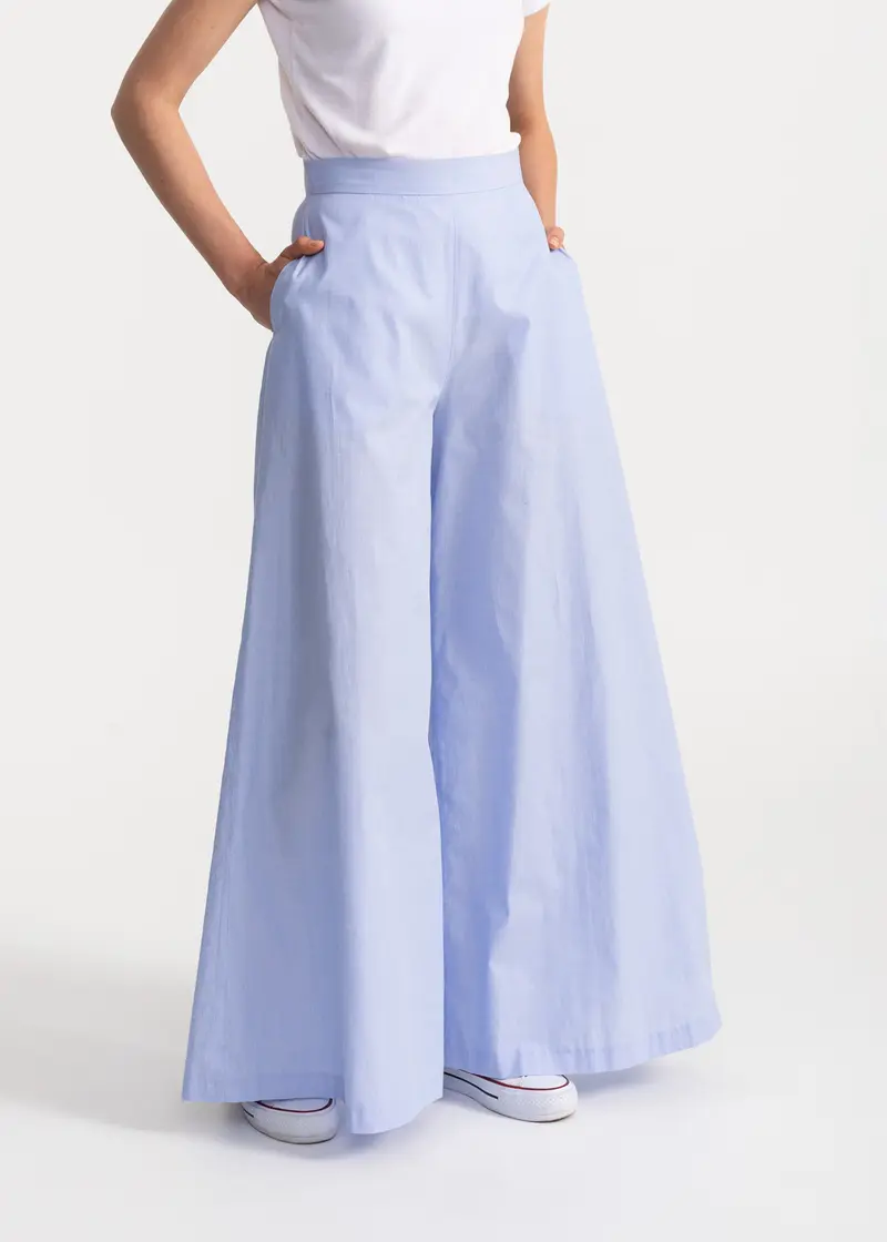 Pantaloni "Palazzo" 100% Bumbac Organic - Albastru Ciel